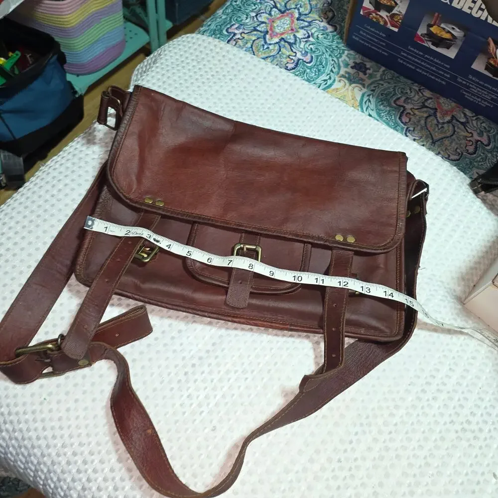 HANDMADE GENUINE LEATHER MESSENGER 15
